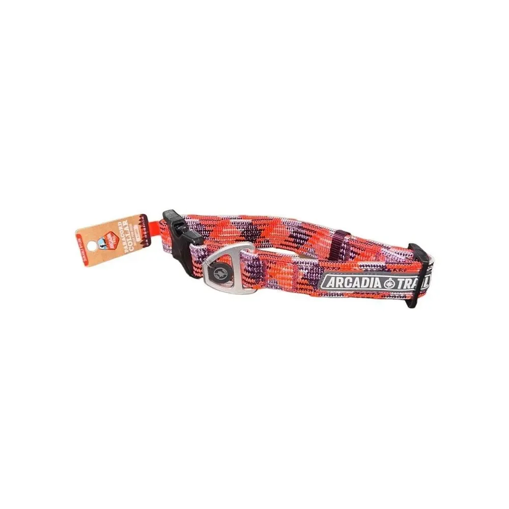 Arcadia Trail‎ Paracord Nylon Dog Collar Pink Purple/Silver Size X-Large